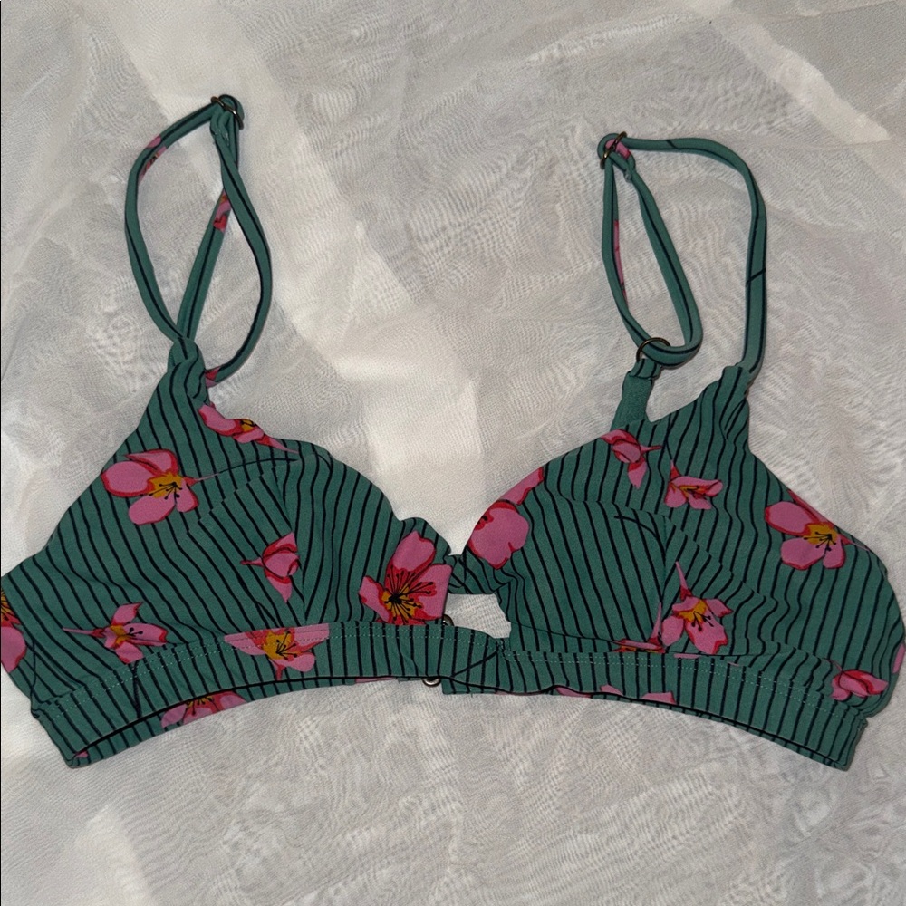Floral Striped Bikini Top